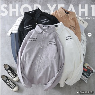 [Yeah1Shop]- Áo sơ mi chữ thêu 2 bên