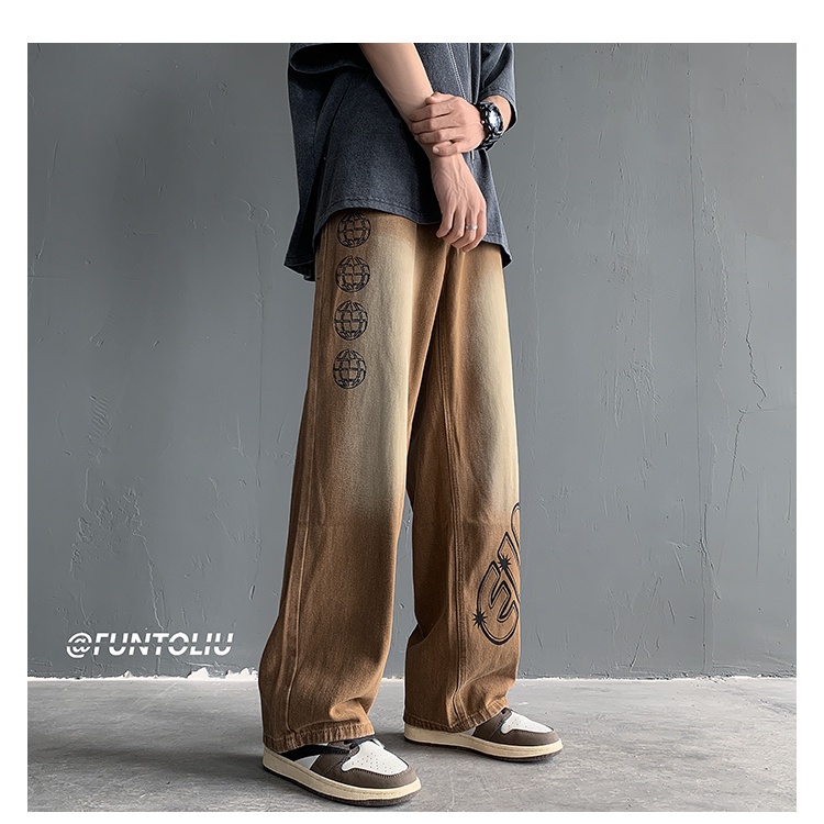 Quần jean nâu ống đứng unisex ♥️ 𝗗𝗜𝗡𝗢𝟮𝟬 𝗦𝗧𝗢𝗥𝗘 ♥️ quần jean ống đứng nâu phong cách đường phố - J410