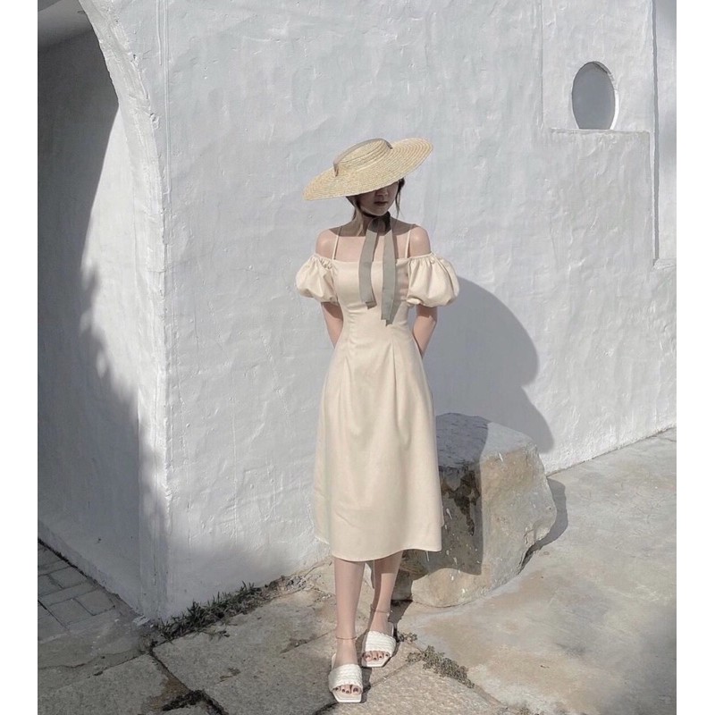 ĐẦM DA RỚT VAI TAY NGẮN PHỒNG - LERA DRESS T176 | BigBuy360 - bigbuy360.vn