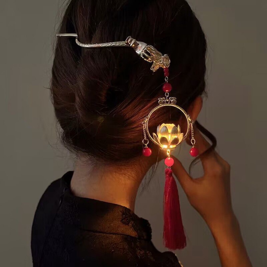 Trâm Cài Tóc Hình Hoa Sen Phát Sáng Phong Cách Trung Hoa Cổ Điển Thời Trang