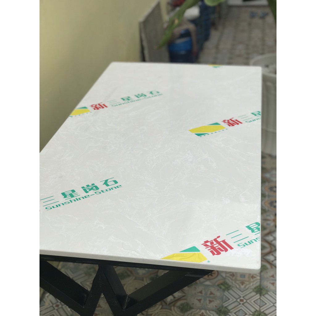 MẶT BÀN ĐÁ HOA CƯƠNG ( 120x60 cm ), TRẮNG BĂNG NGỌC, đã hoàn thiện bo góc, mua về là sử dụng ngay, Free Ship