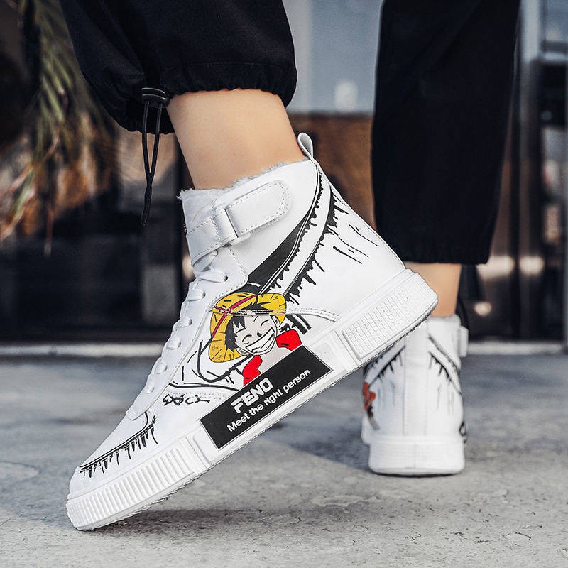 One Piece High Top Graffiti Plus Velvet giày nam | BigBuy360 - bigbuy360.vn