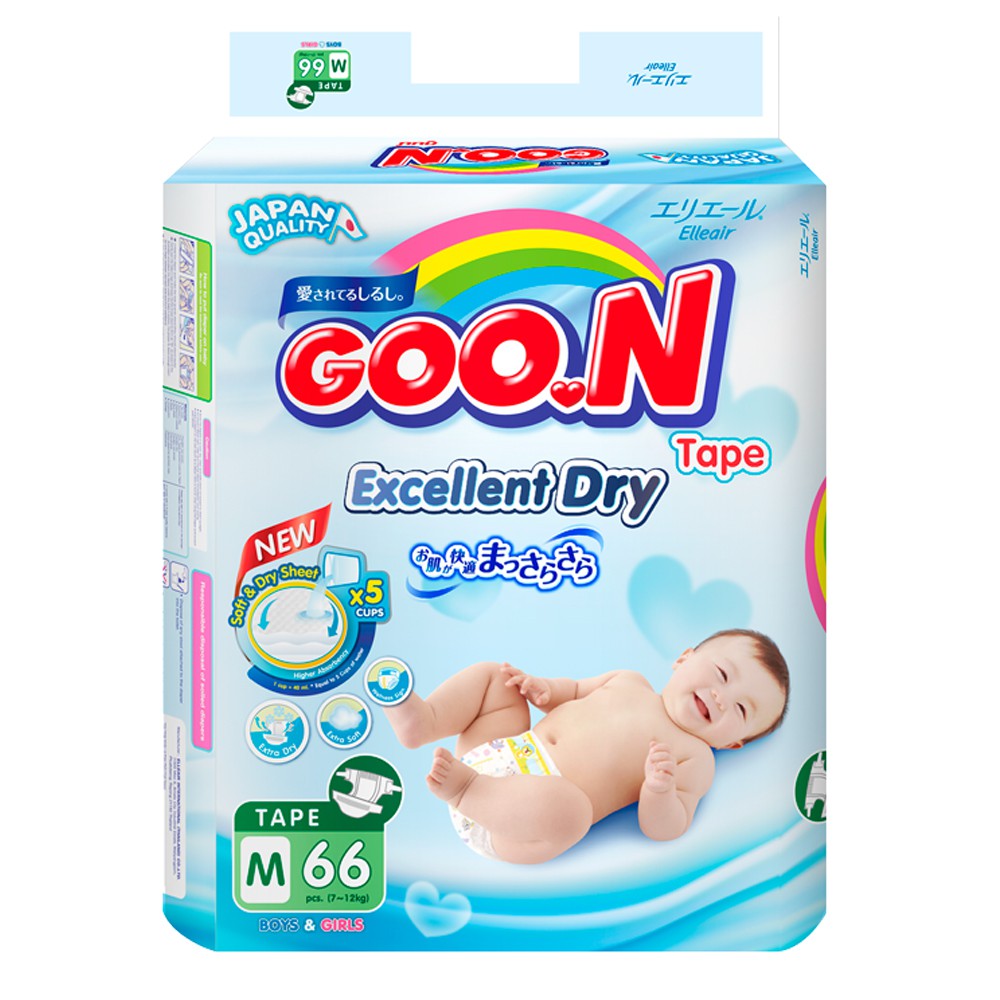 Bỉm Dán/Quần Goon Slim S44, M66, L56, XL50,Quần M60, L48, XL42, XXL34 (Cộng 5 miếng)