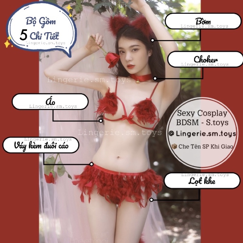 Fox Fairy FM6999 - Cosplay Nàng Hồ Ly Quyến Rũ Trong Set Nội Y Lông Vũ Bay Bổng @lingerie.sm.toys | BigBuy360 - bigbuy360.vn
