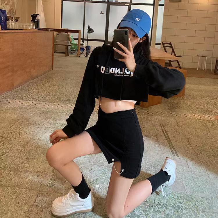 Áo Hoodie Lửng Tay Dài In Họa Tiết Thời Trang Dành Cho Nữ