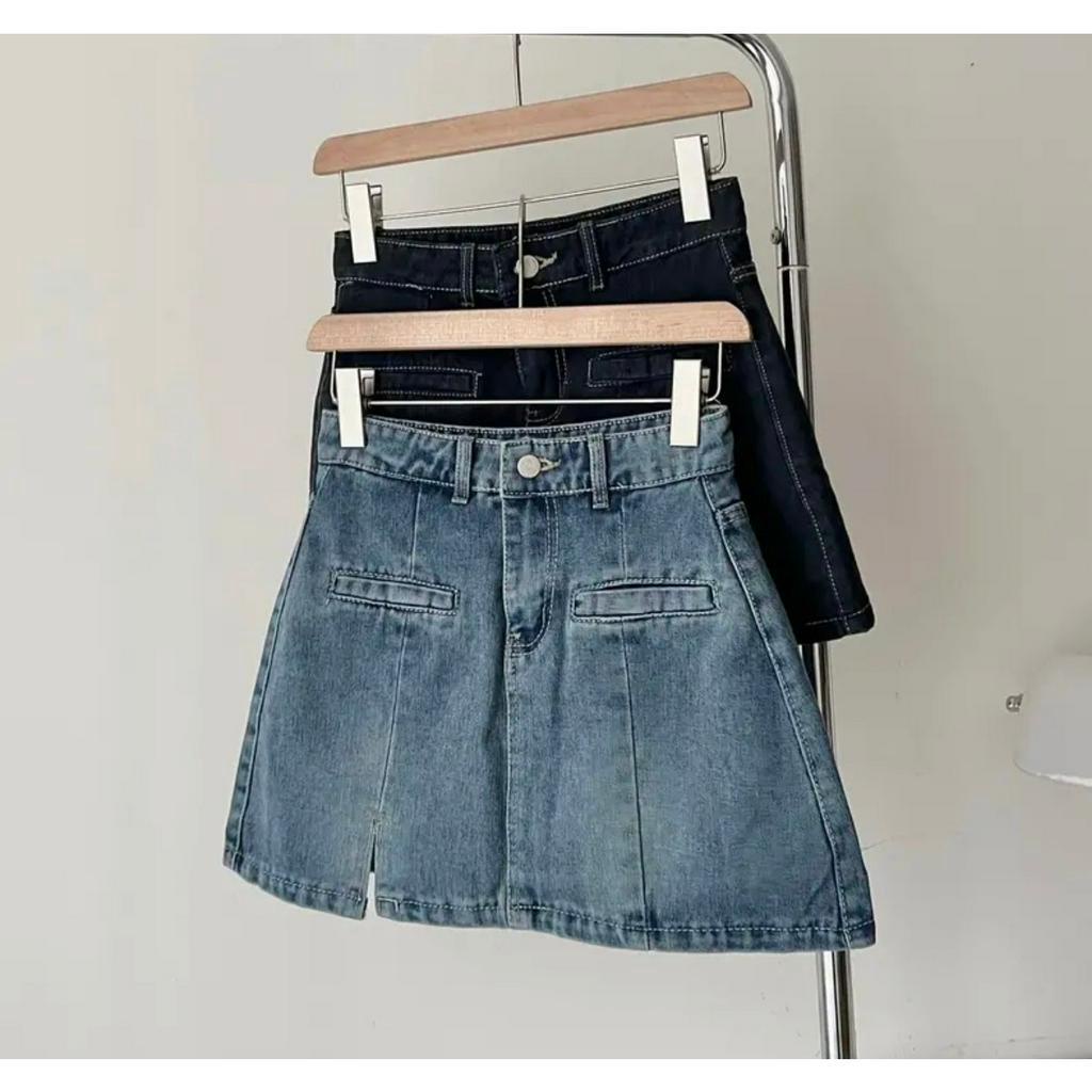 Chân váy Jeans Nữ hai màu Chân Váy Jean Túi cơi Dáng Ngắn