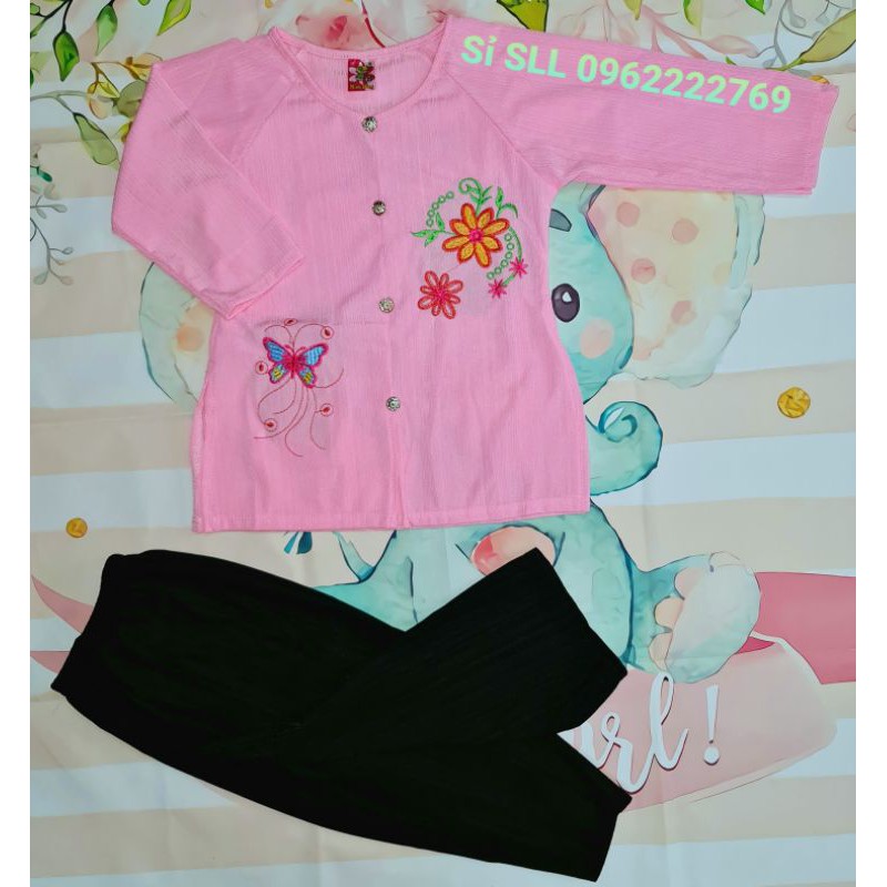 16-32kg Set Bộ Bà Ba Thun Gân Nút Giả Giá Rẻ Cho Bé Gái