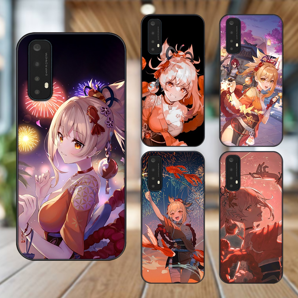 Ốp lưng Realme 7 viền đen in hình Yoimiya Genshin Impact