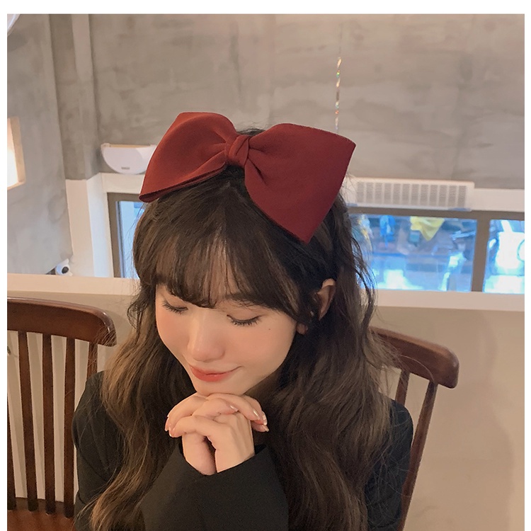 Kẹp Tóc Hình Nơ Lớn Màu Đỏ/Đen Phong Cách Retro Pháp Thời Trang Cho Nữ