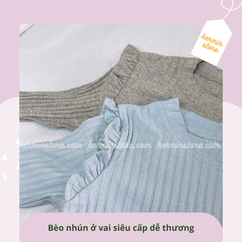 Áo dài tay cho bé gái - Áo giữ nhiệt cho bé chất cotton gân 100% mềm mịn và thấm hút mồ hôi