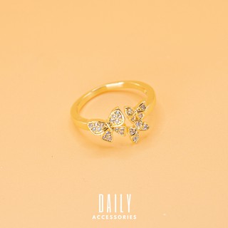 Nhẫn hình cánh bướm đôi đính đá Hàn Quốc Daily Accessories