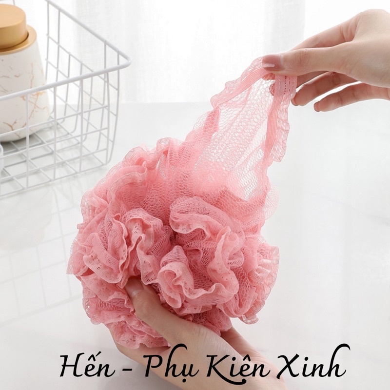 Bông tắm cao cấp cỡ lớn phối viền ren hoa tạo bọt nhiều màu sắc xinh xắn hàng Quảng Châu