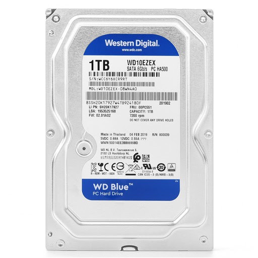 Ổ Cứng HDD WD Blue™ 1TB/64MB/7200rpm/3.5 - WD10EZEX - Hàng chính hãng