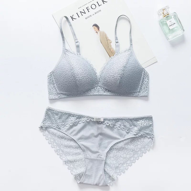 Bộ Đồ Lót (Quần + Áo) Lót Không Gọng phối ren Hàng Quảng Châu Xuất Nhật kèm Túi Zip | BigBuy360 - bigbuy360.vn