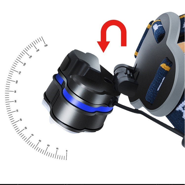 Đèn pin đội đầu 8 bóng led siêu sáng. kèm 2 pin sạc dung lượng cao và cáp sạc