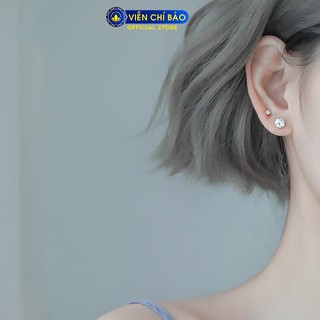 Bông tai bạc nữ tròn đính đá lấp lánh chất liệu bạc 925 unisex thời trang - ảnh sản phẩm 6