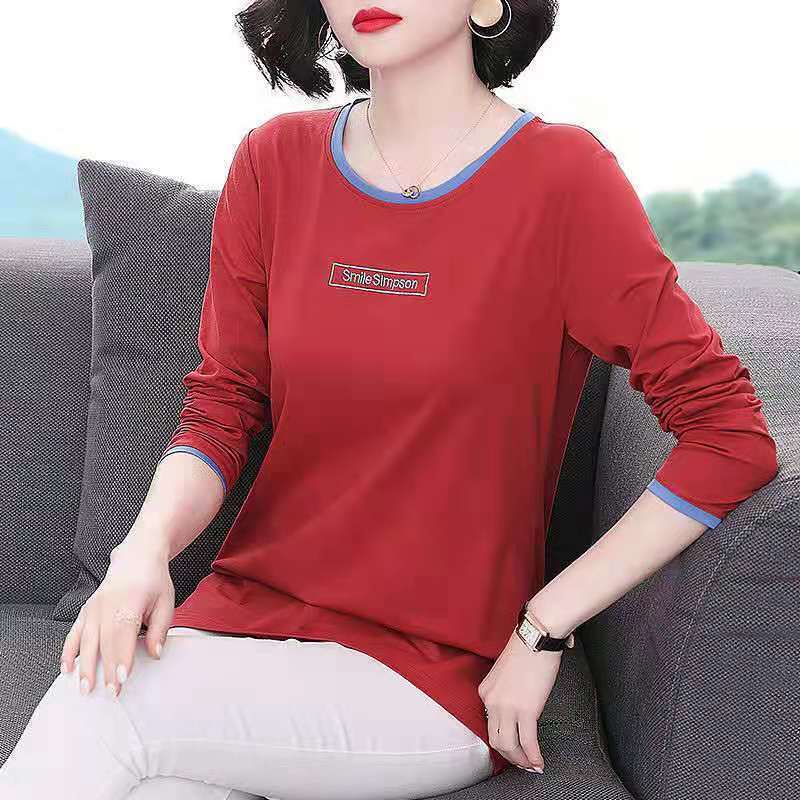 Áo Thun Tay Dài Dáng Rộng Thời Trang Cho Phụ Nữ Trung Niên