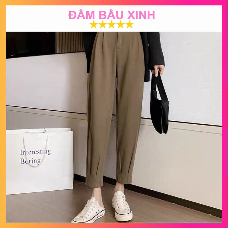 Quần Baggy Lưng Chun Phía Sau Ống Khóa Kéo Chân Cho Nữ Hàng VNXK