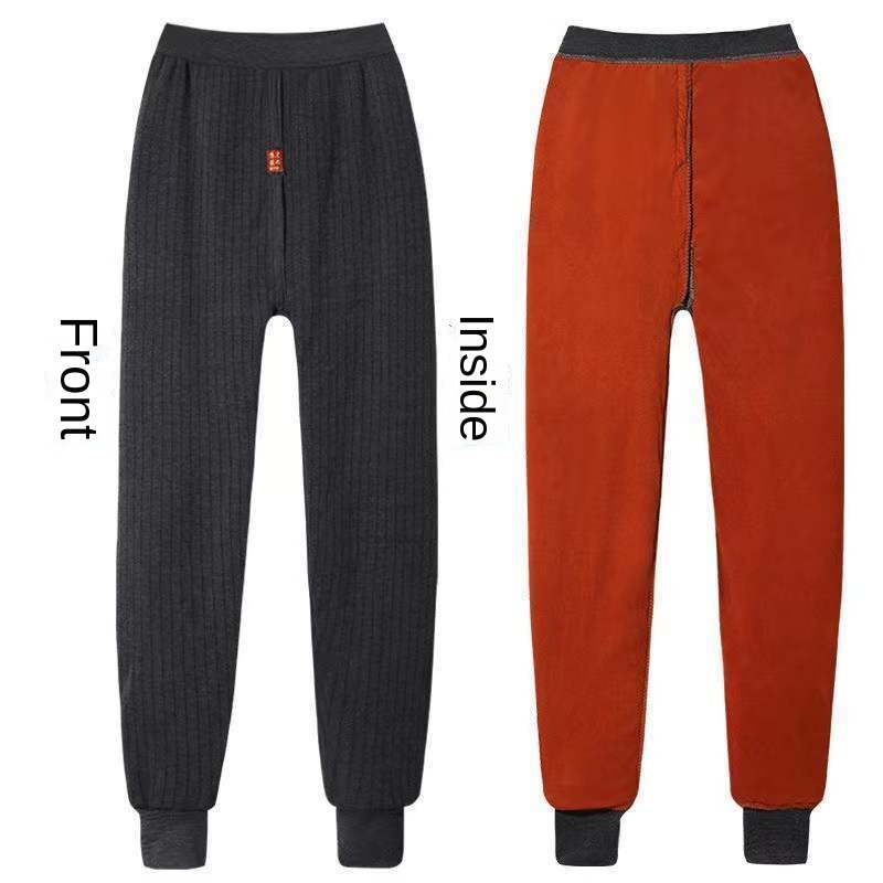 Bộ Quần Áo Lót Giữ Nhiệt Giữ Ấm Lưng Cao Dáng Rộng Bằng Vải Cotton Lót Nhung Dày Dặn Thời Trang Thu Đông Cho Đàn Ông Trung Niên