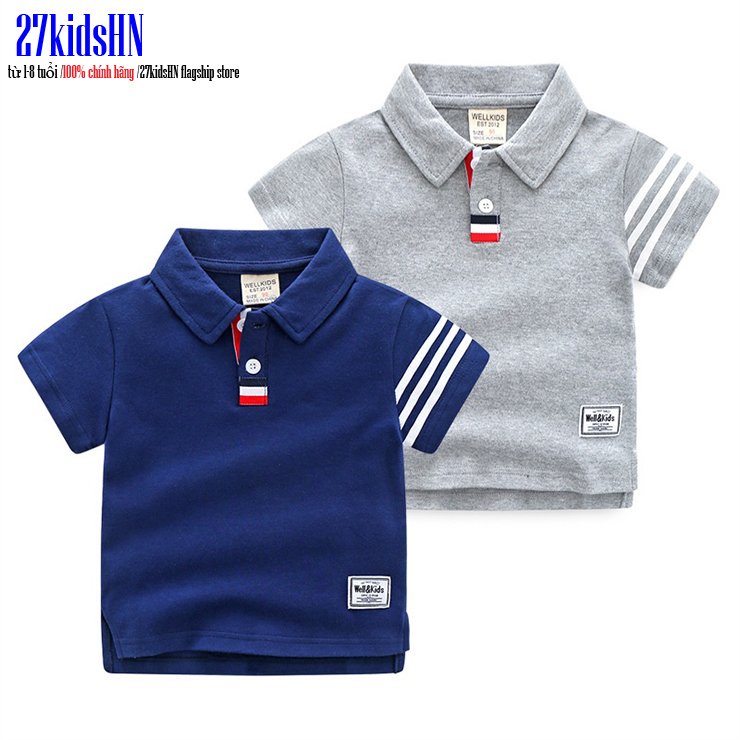 Áo Polo bé trai WELLKIDS áo thể thao có cổ cho bé chất cotton hàng xuất Âu Mỹ