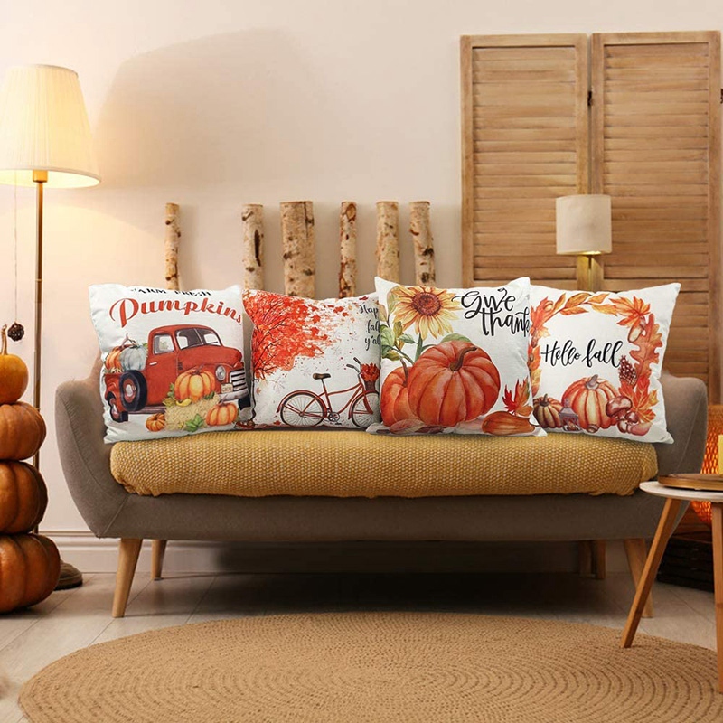 Vỏ Gối Cotton Lanh In Họa Tiết Halloween / Lễ Tạ Ơn Độc Đáo Trang Trí Nhà Cửa