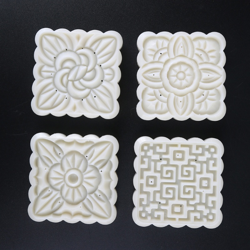 Set 4 Khuôn Nhấn Tay Hình Vuông 100g Làm Bánh Trung Thu