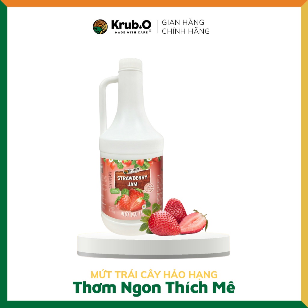Mứt dâu tây Krub.O làm bánh pha chế trà sữa đồ uống trà hoa quả cà phê chai 2.1kg