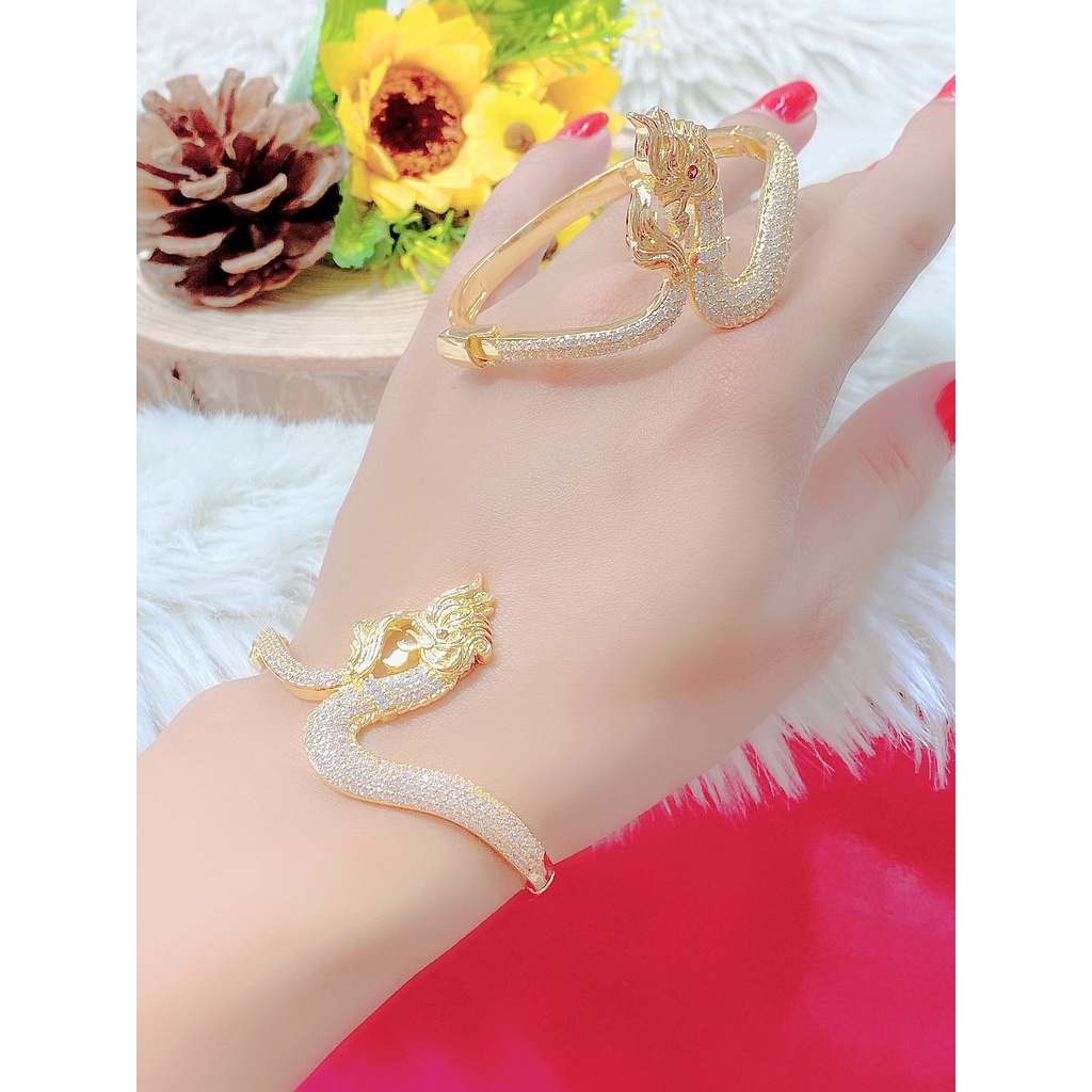 UHA -  Vòng tay nữ con rắn, lắc tay bền màu thiết kế cao cấp sáng lấp lánh V482-378