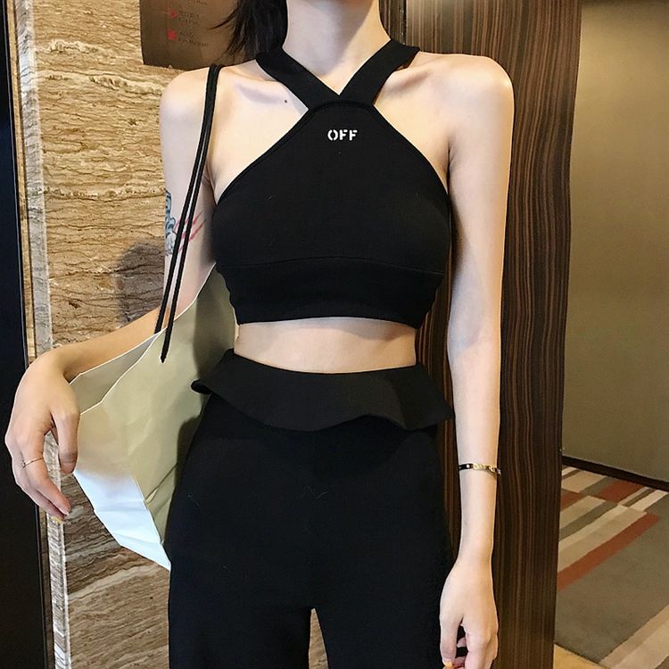 Áo dệt kim không tay cổ chữ V hở lưng phong cách Hong Kong quyến rũ cho nữ