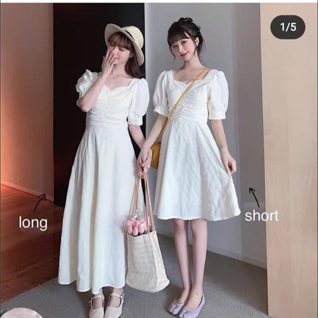 Đầm Babydoll Tay Phồng Cổ Vuông Dáng Ngắn Trễ Vai 2 Lớp Mặc Đi Chơi Đi Tiệc (Hình Thật) D106