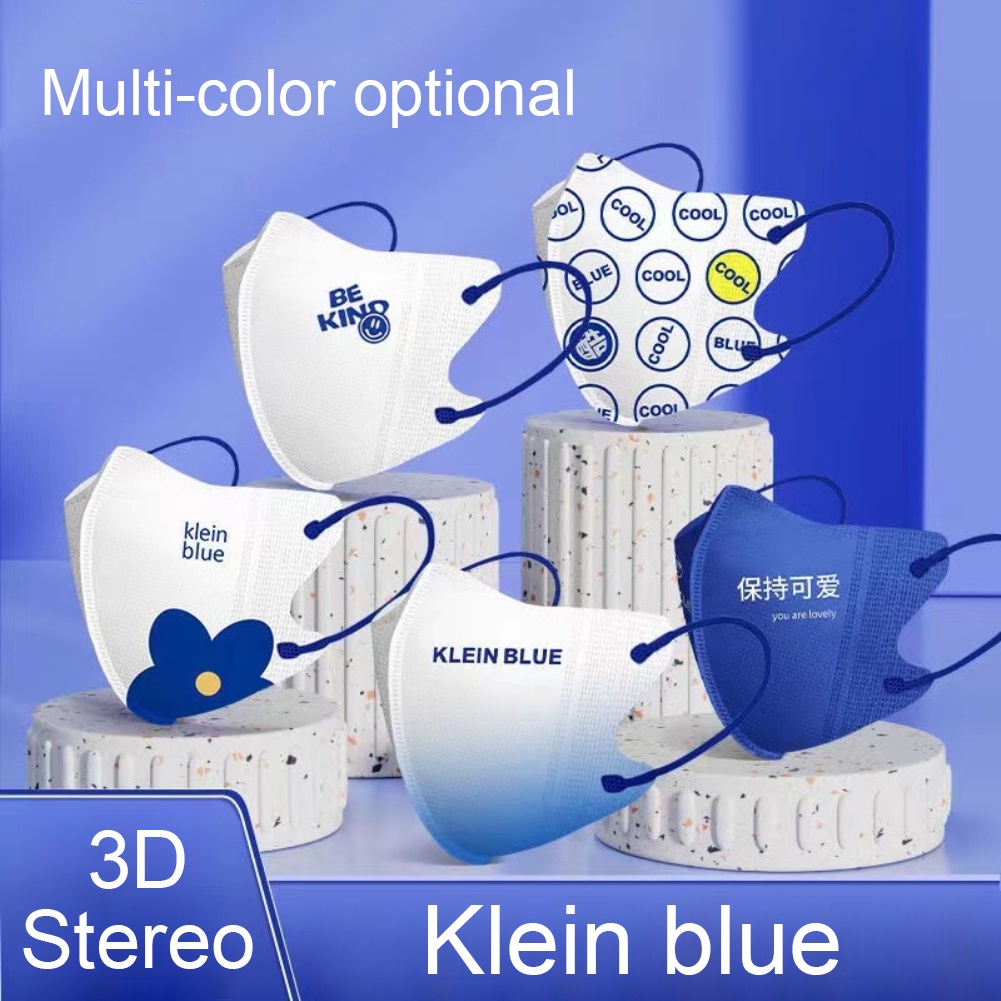 10 chiếc Mặt nạ người lớn 3 lớp Phần mỏng mùa hè Mặt nạ âm thanh nổi 3d Klein Blue Blue Mặt nạ thời trang mới Giá trị cao Gói độc lập