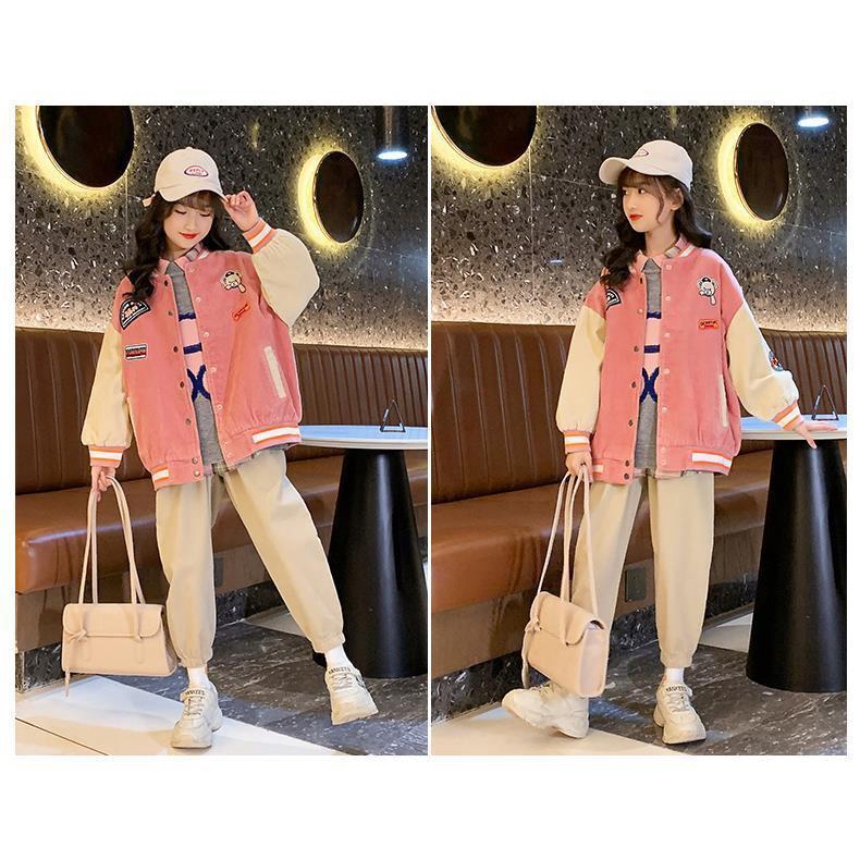 Áo khoác bóng chày phong cách phương Tây thời trang mùa thu 2021 size lớn cho bé gái