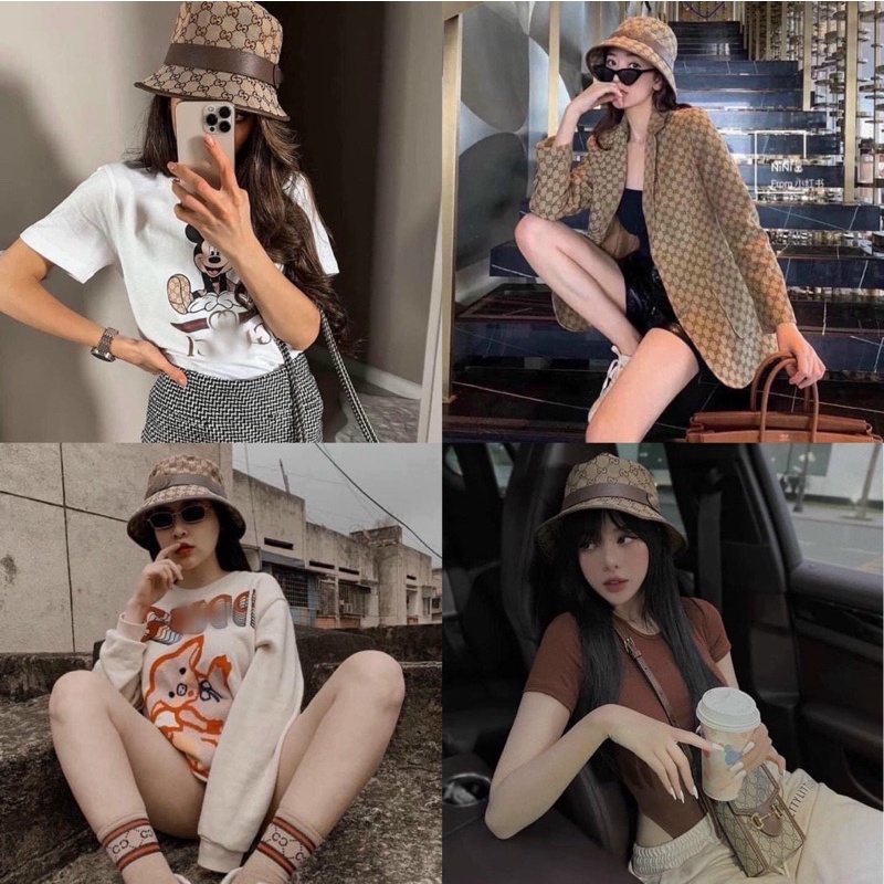 Nón/ Mũ bucket nam nữ hoạ tiết gucci tai bèo hottrend