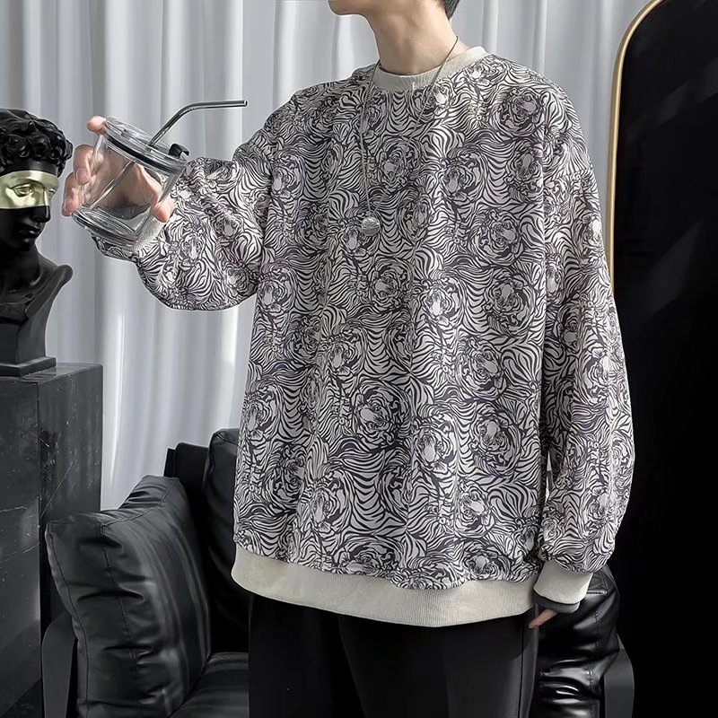 Áo Sweater Nam Giả Hai Lớp Cổ Tròn In Họa Tiết Vintage Thời Trang Cho Nữ Fashion Áo Len Nam Hai Mảnh Giả Bigsize Áo Dài Tay Unisex