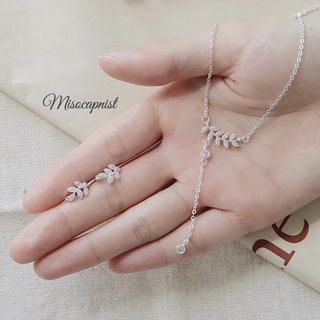 Bộ lá nguyệt quế - dây,bông,nhẫn bạc ta