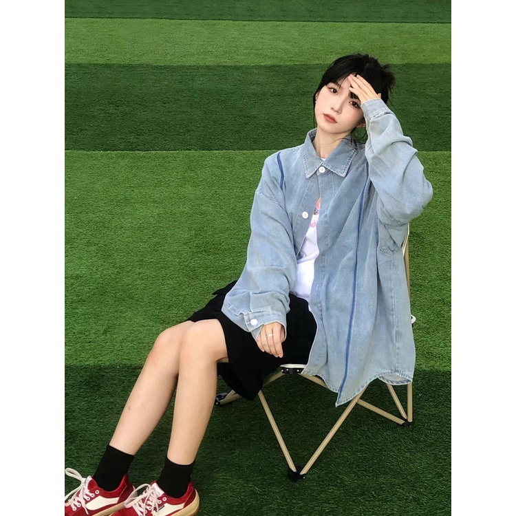 Áo Khoác denim Dài Tay Thêu Họa Tiết Phong Cách retro Thời Trang Cho Nữ
