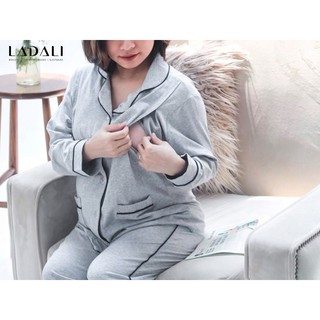 [HÀNG CAO CẤP] Bộ Đồ Cotton Dài Tay Bầu Sau Sinh Cho Con Bú Ladali BN23