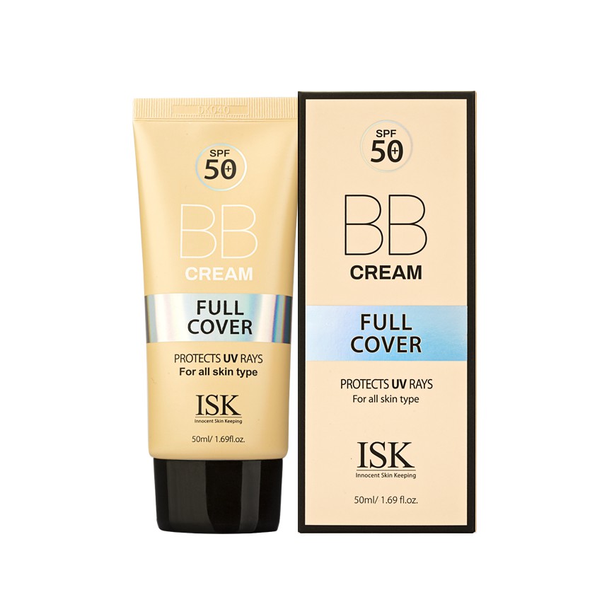 Kem Nền Trang Điểm ISK  Full Cover BB Cream SPF 50+/PA+++ 45ml, Che Phủ Tuyệt Đối, Kiềm Dầu Lâu Trôi