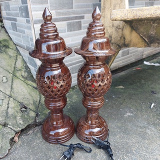 Cặp đèn để bàn thờ gỗ cao 41 màu đèn vân , cặp đèn tổ ong hàng mới