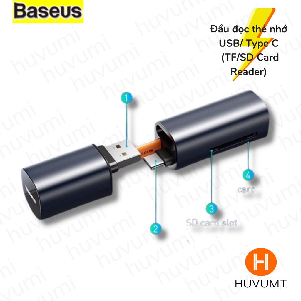 Đầu đọc thẻ nhớ đa năng cổng giao tiếp USB/ Type C Baseus Mini Cabin Card Reader LV688