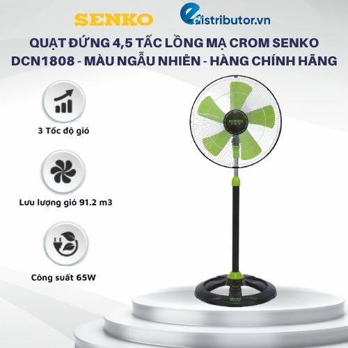 Quạt đứng 4,5 tấc lồng mạ Crom Senko DCN1808 - Màu ngẫu nhiên - Hàng Chính Hãng