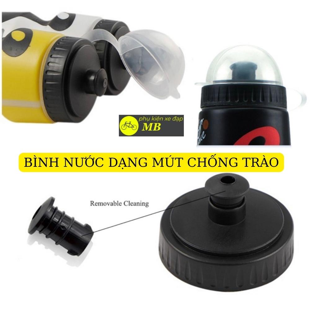 bình nước xe đạp thể thao 750ml loại nắp mút tiện lợi nhiều màu sắc