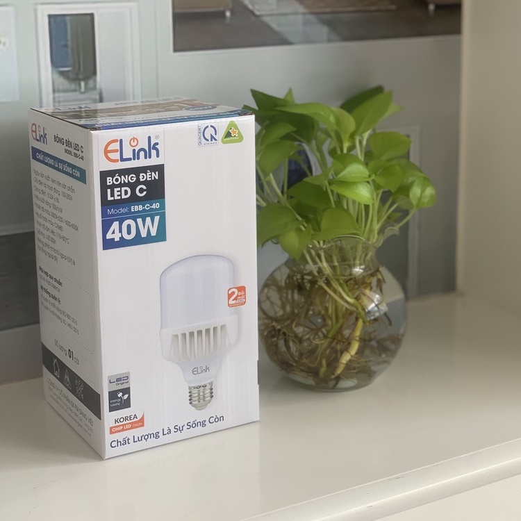 Bóng Đèn Led Trụ Nhôm ELink Công Suất 40W Cao Cấp, Ánh Sáng Trắng, Thiết Kế Trụ Nhôm Hàng Chính Hãng