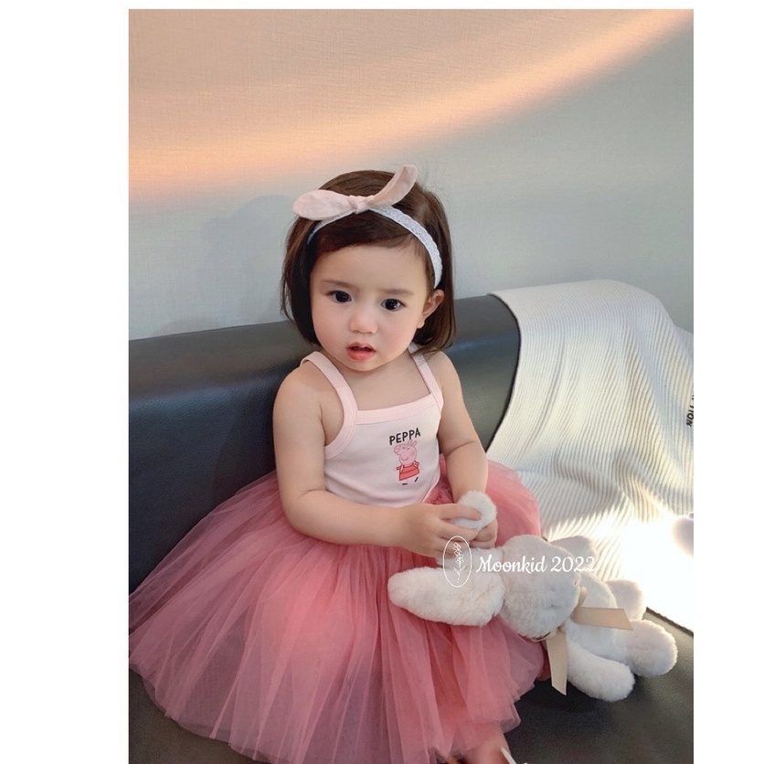 Váy hai dây mùa hè yêu xinh cho bé gái, đầm ren xoè công chúa cho bé