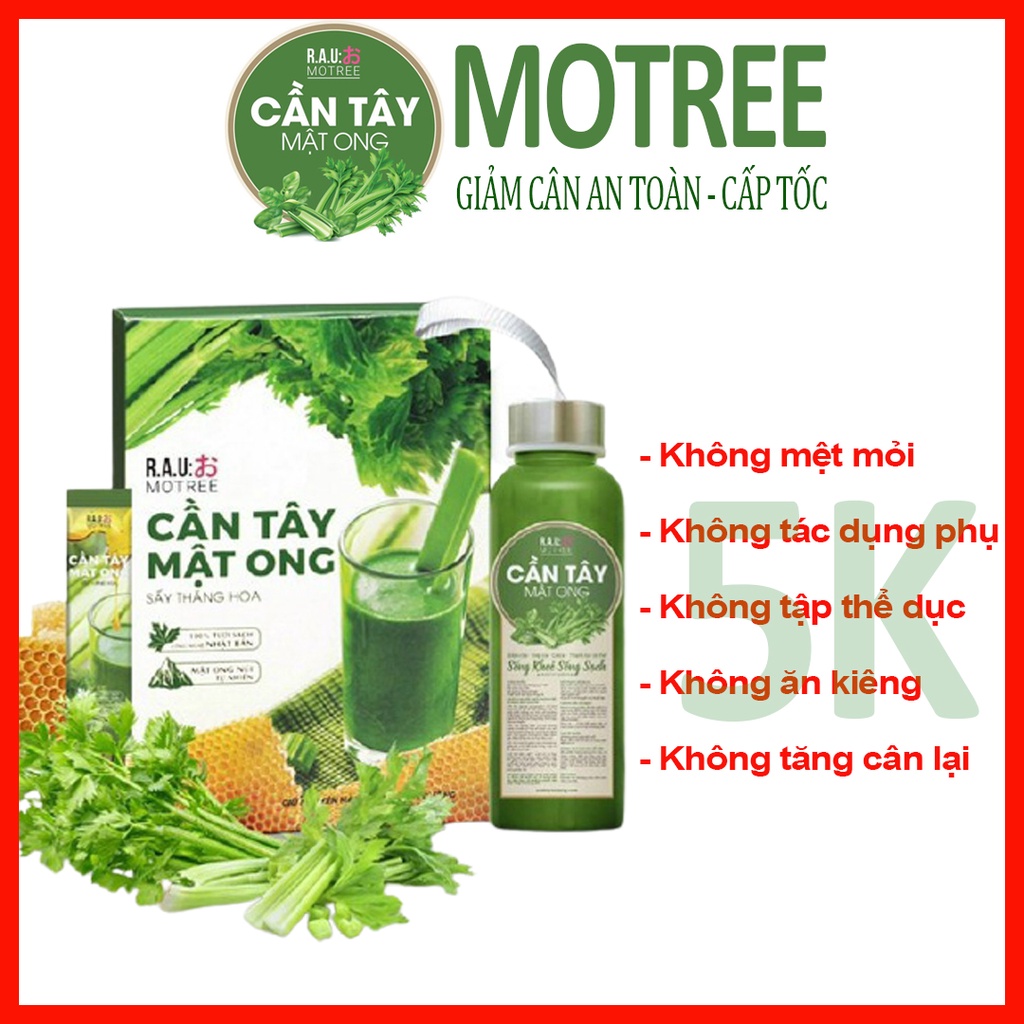 Bột Cần Tây Mật Ong Motree Cần Tây Mật Ong Giảm Cân Detox Giảm Béo Nhanh An Toàn hộp 14 gói