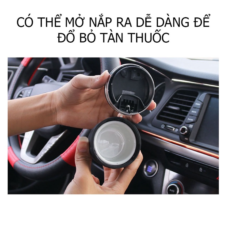 Gạt Tàn Thuốc Lá Trên Ô Tô Có Đèn Led Tiện Lợi Đế Chống Cháy Cao Cấp