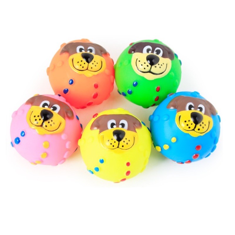 Đồ Chơi Bóng Cao su Mặt hình Cún dễ thương cho thú cưng