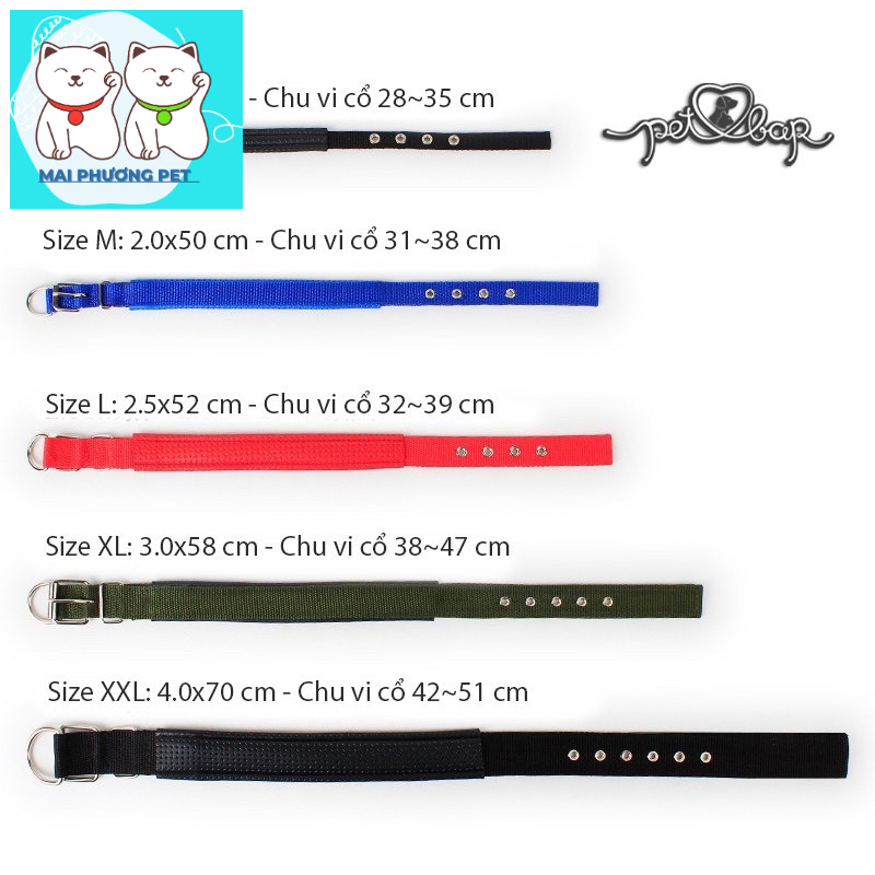 Vòng cổ cho chó mèo có đệm da xịn đủ size