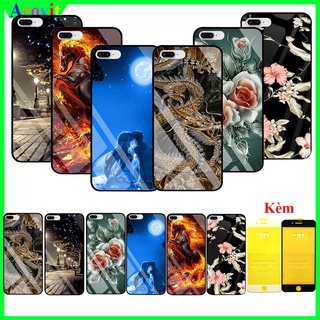 COMBO Ốp lưng IPhone 7 Plus (Kèm 1 Kính cường lực Full Màn hình)Mặt kính 3D sắc nét,sang trọng, Khồng Nhòe, Phai  Acovit