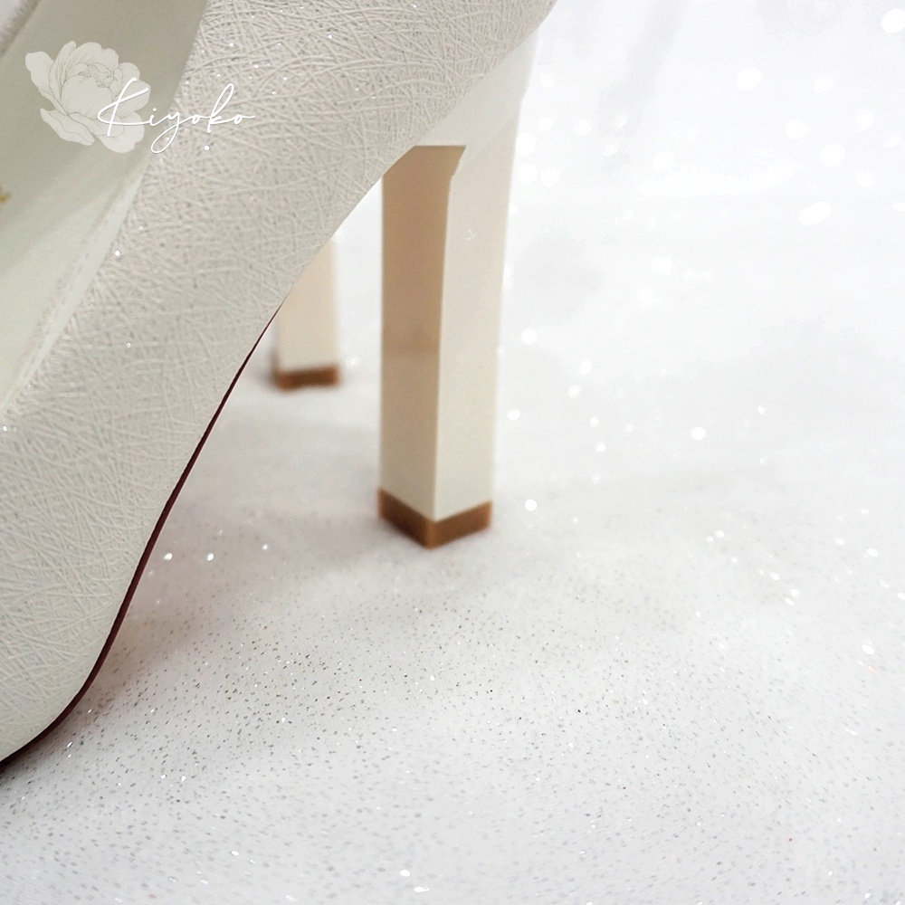 Giày cưới Kiyoko gót vuông đính nơ satin 3 tầng cao 10cm